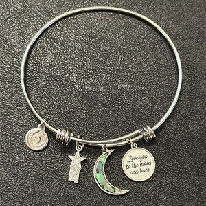 24.  Love This Life Abalone Inlay Moon & Crystal Shooting Star Bracelet